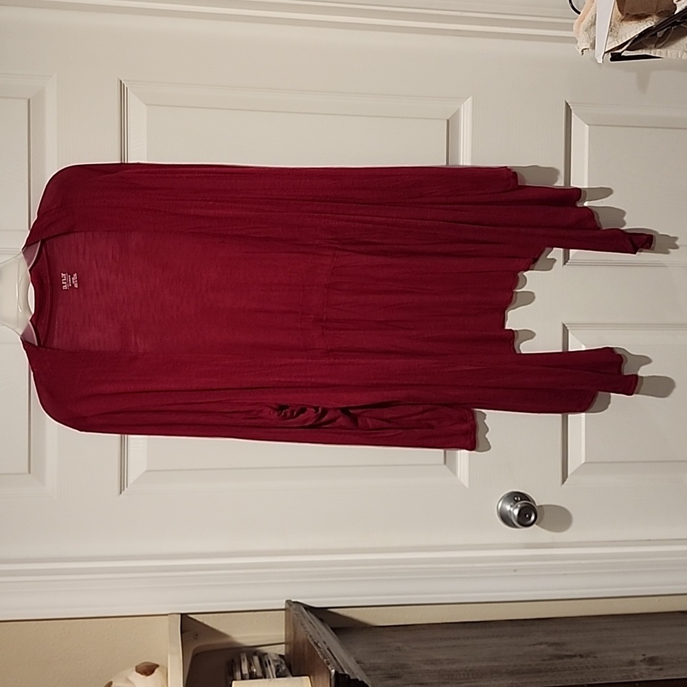 Dark red long sleeve cover up or caftan: XL